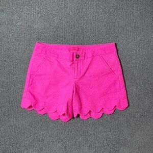 Lilly Pulitzer Hot Pink Scalloped Buttercup Stretch Short Summer Women's Size 2